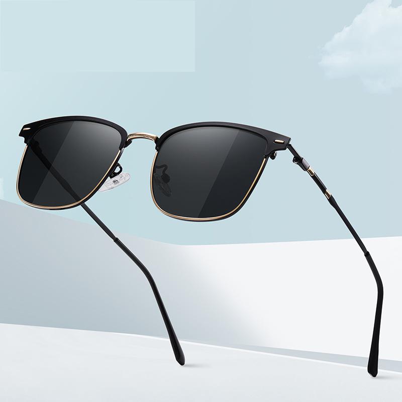 

Sunglasses Men Polarized Fashion Square Semi Rimless Designer Vintage Driving Sun Glasses For Women Goggle UV400