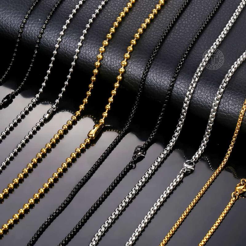 

Chains 2/3mm Stainless Steel Necklace For Women Men Black Gold Silver Color Beaded Round Box Link Chain Fashion Jewelry Gifts LKNN27