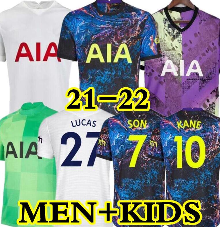 

21 22 DELE SON TOTTENHAM BALE KANE soccer jersey HOJBJERG BERGWIJN LO CELSO SPURS 2021 2022 LUCAS football shirts uniforms men + kids kit, Away adult