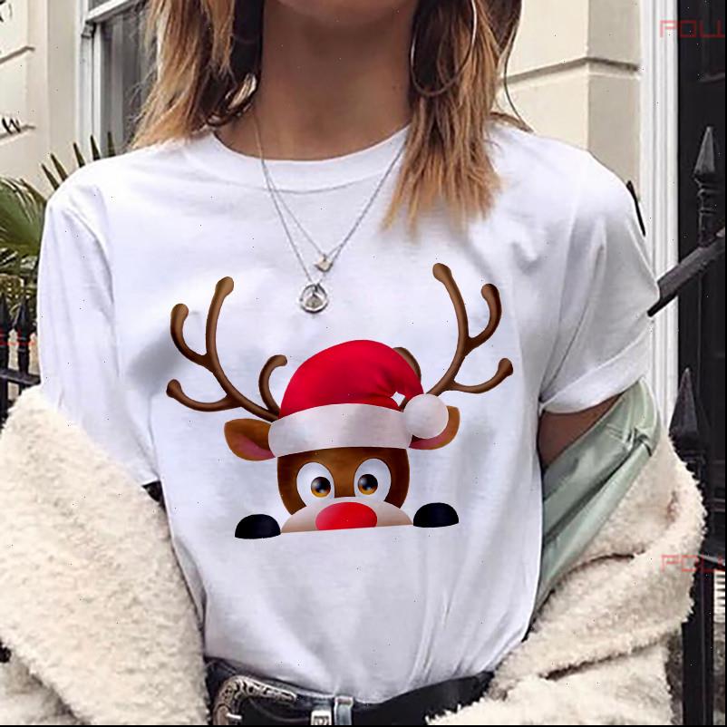 

cute womens t shirts reindeer shirt women fashion christmas harajuku short sleeve white suitable all seasons tshirt clothes