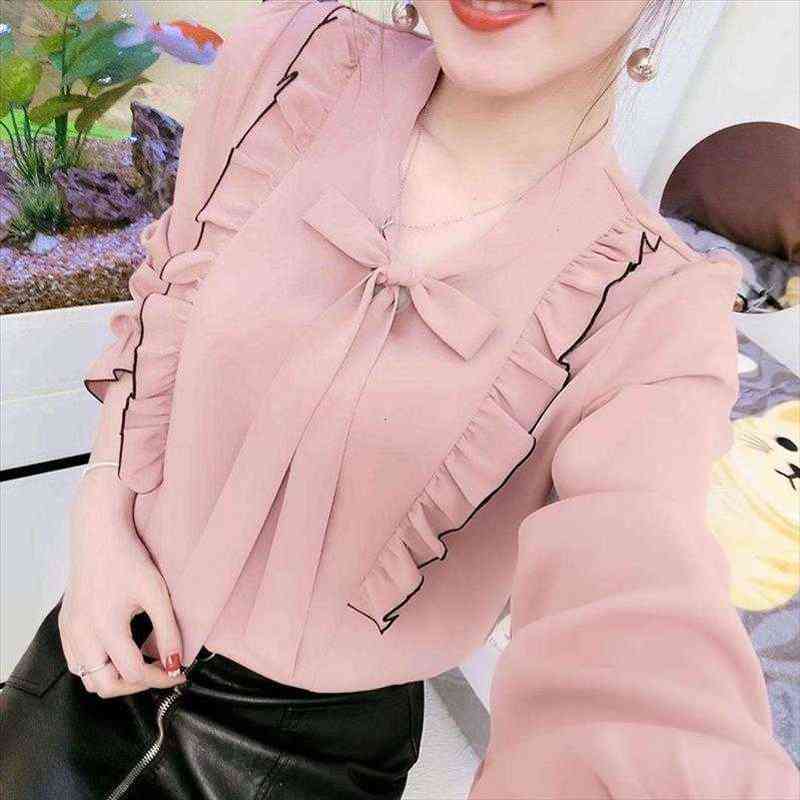 

autumn winter long sleeve chiffon womens blouses solid office fashion korean style causal shirt blusas camisa z10, White