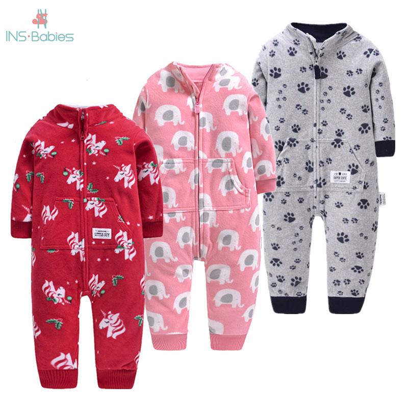

Jumpsuits Christmas Baby Hoodie Romper Clothes Autumn And Winter Fleece Born Girl 9m-24m Warm Jumpsuit Cartoon Clothing For Kids 2021, Blue