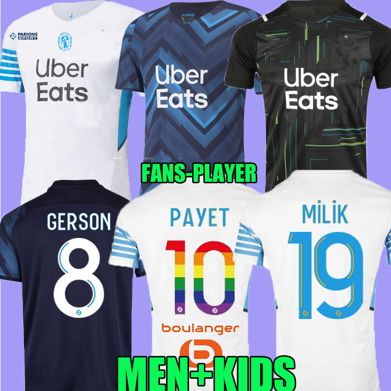 

21 22 Marseille Soccer jerseys GERSON Olympique milik maillot de foot om 2021 2022 Cengiz Ünder PAYET THAUVIN BENEDETTO MEN KIDS football shirt fans player version, Home