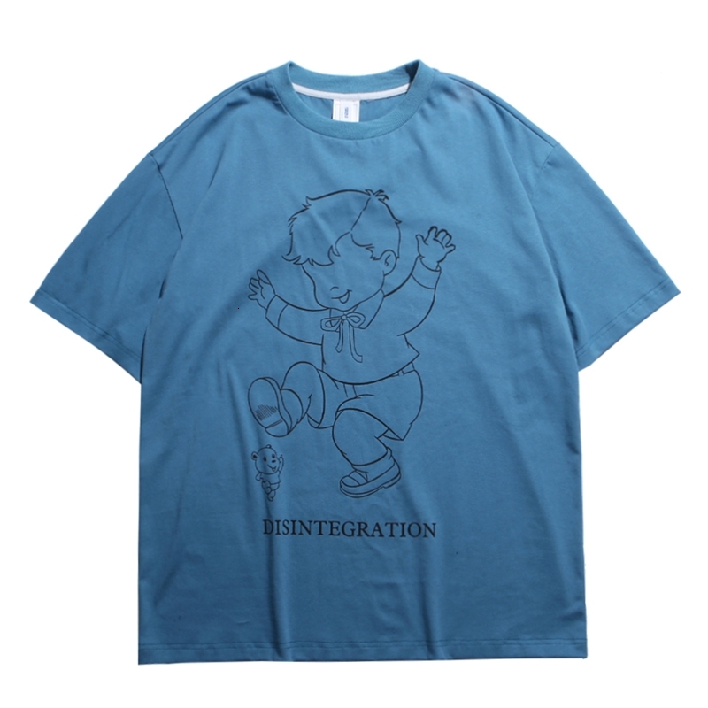 

2021 New Kawaii Cute Summer Tops Men Funny Printed Streetwear Couple Clothes Red Shirts Hip Hop Shirt Ubie, Blue