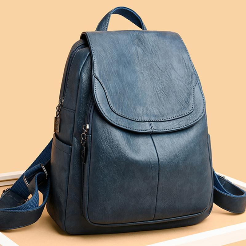 

Duffel Bags Women Quality Leather Backpacks For Girls Sac A Dos Casual Daypack Black Vintage Backpack School Mochila Rucksack