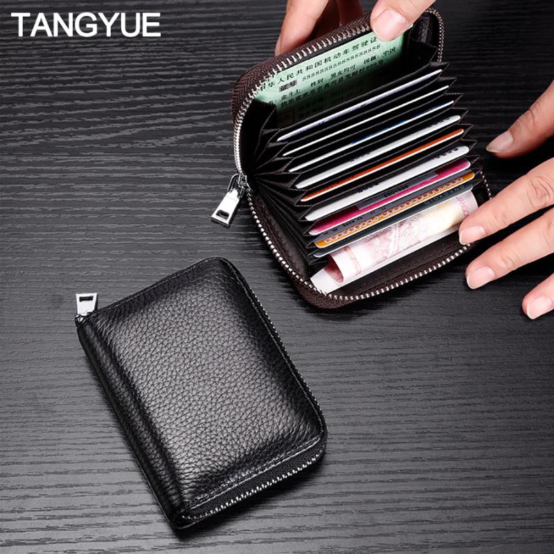

Card Holders ID Holder Women Men Genuine Leather Slim Bank Coin Purse For Wallet Case Cardholder Cash Pocket, Black
