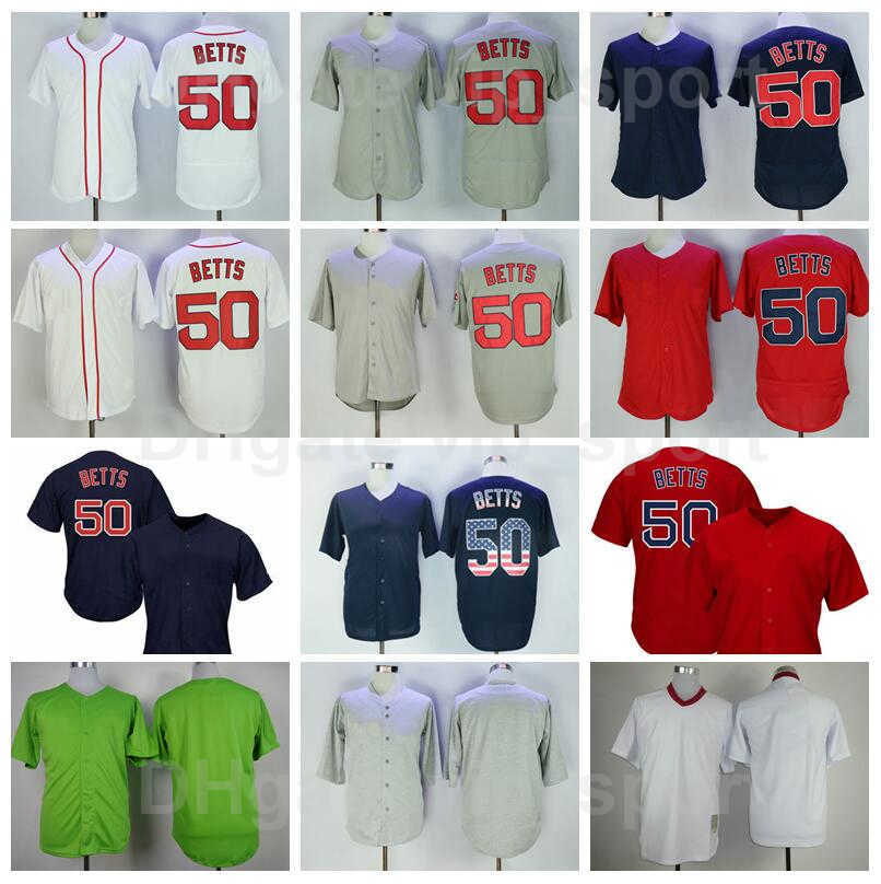 

Baseball 50 Mookie Betts Retro Jersey Vintage 1914 1936 1967 Navy Blue White Red Grey Beige Retire Pullover Flexbase Stitched Team Color