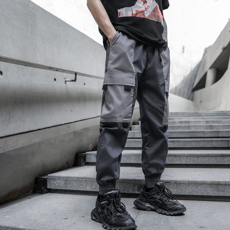 

2021 New Side Pockets Cargo Military Style Men Hip Hop Male Tatical Trousers Mens Joggers Casual Streetwear Harem Pants Udky Juqe, Dark grey