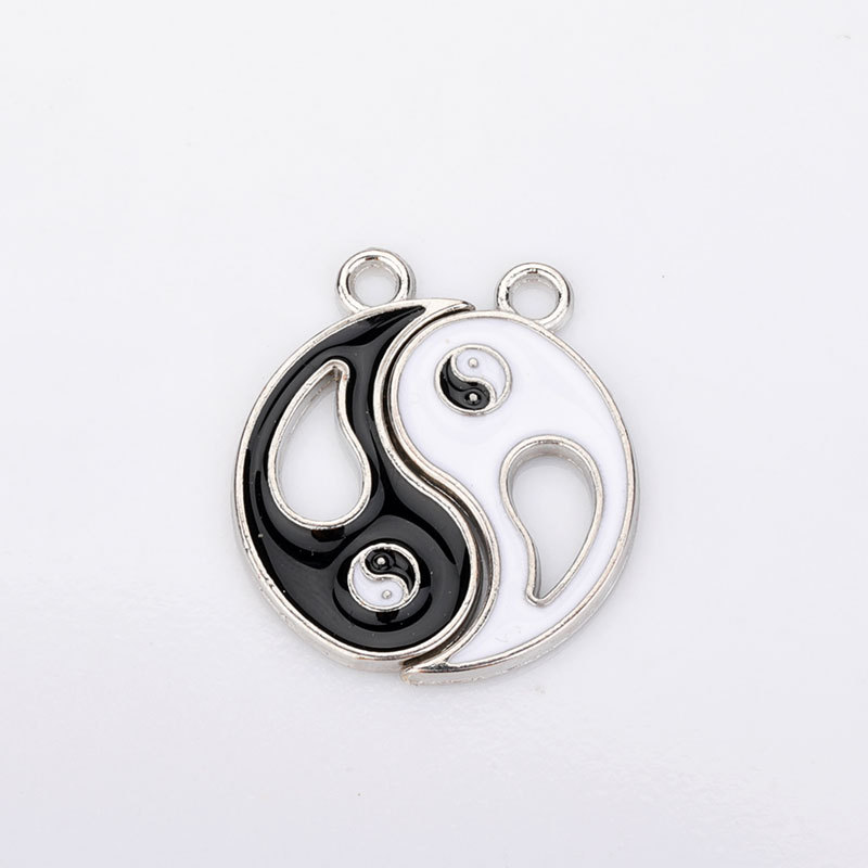 

Black and White Enamel The Yin Yang Pendant Charm for DIY Necklace Jewelry Making