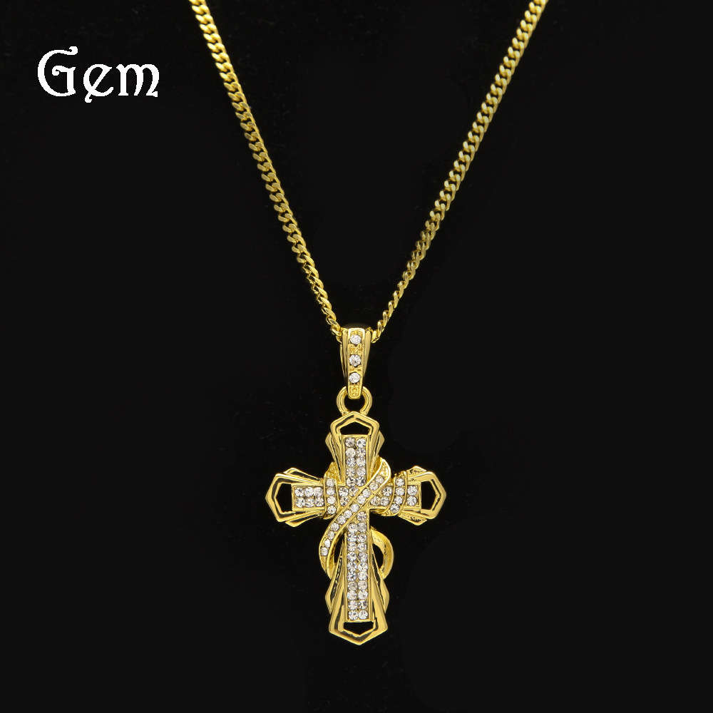 

Hip hop classic popular men's Mini Diamond Cross Pendant hip hop trendy jewelry