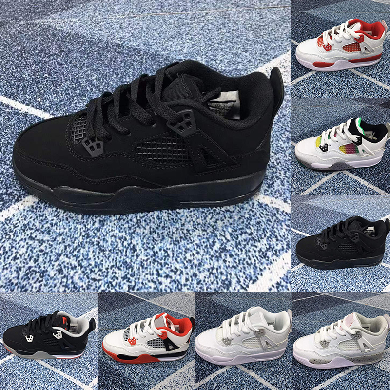 

Jumpman Kids Basketball Shoes 4 4s Black Cat Lightning Fire Red White Oreo Cement Bred Pure Money Boys Girls Children Toddler Sneakers TD GS