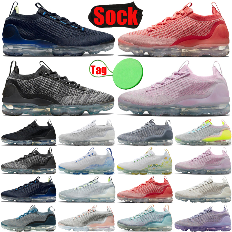 

With Sock Tag air vapor max 2021s mens womens running shoes triple black white Oreo Obsidian Pure Platinum men women trainers sports Sneakers top