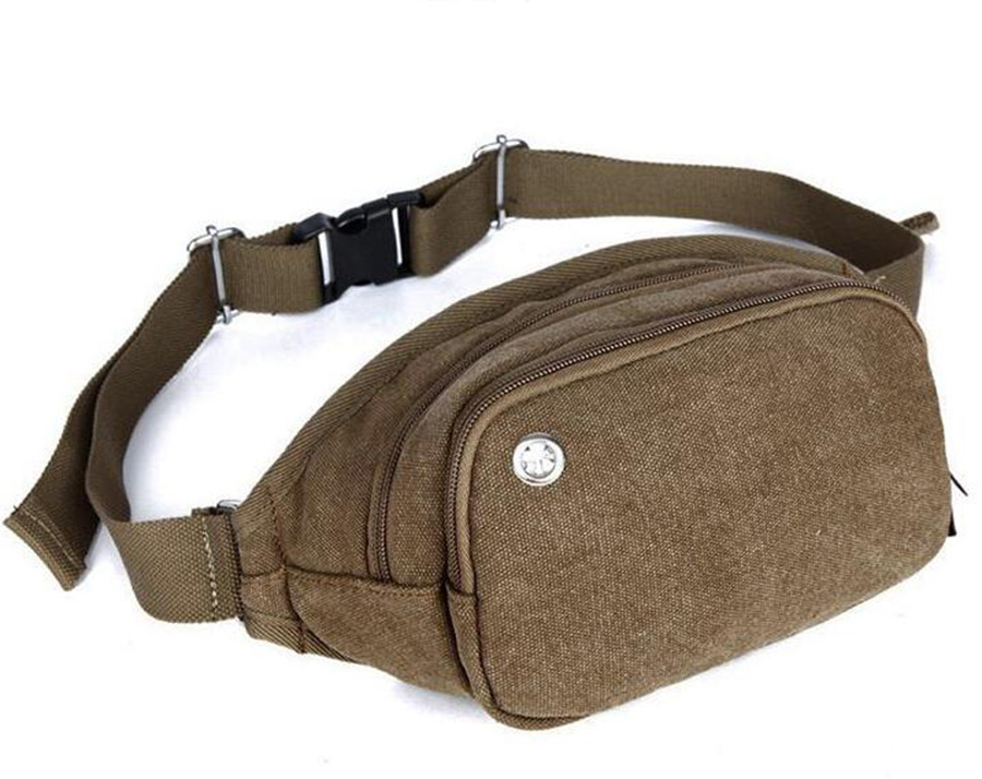 

Men's Casual Canvas Shoulder Hiking Outdoor Sport Waist Fanny Bag Phone Pocket, Brown