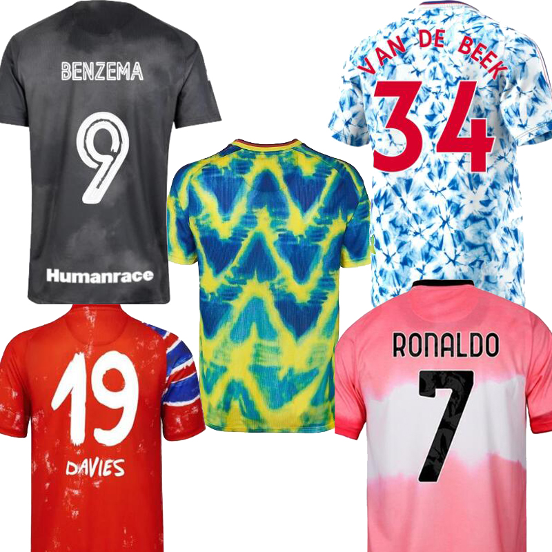 

2021 Soccer jerseys for Men Ramos HAZARD BENZEMA Ronaldo Pink Black Red Green WILLIAMS RASHFORD Graffiti Version Humanrace football shirt 20 21, Black;yellow