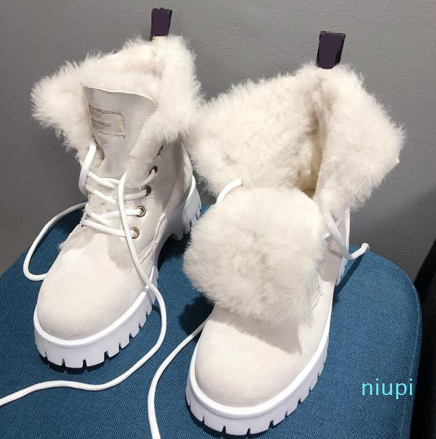 

2021 - designer brand fashion fur boots women's warm waterproof material leather in winter light, comfortable, non slip, wear-resistant 0002