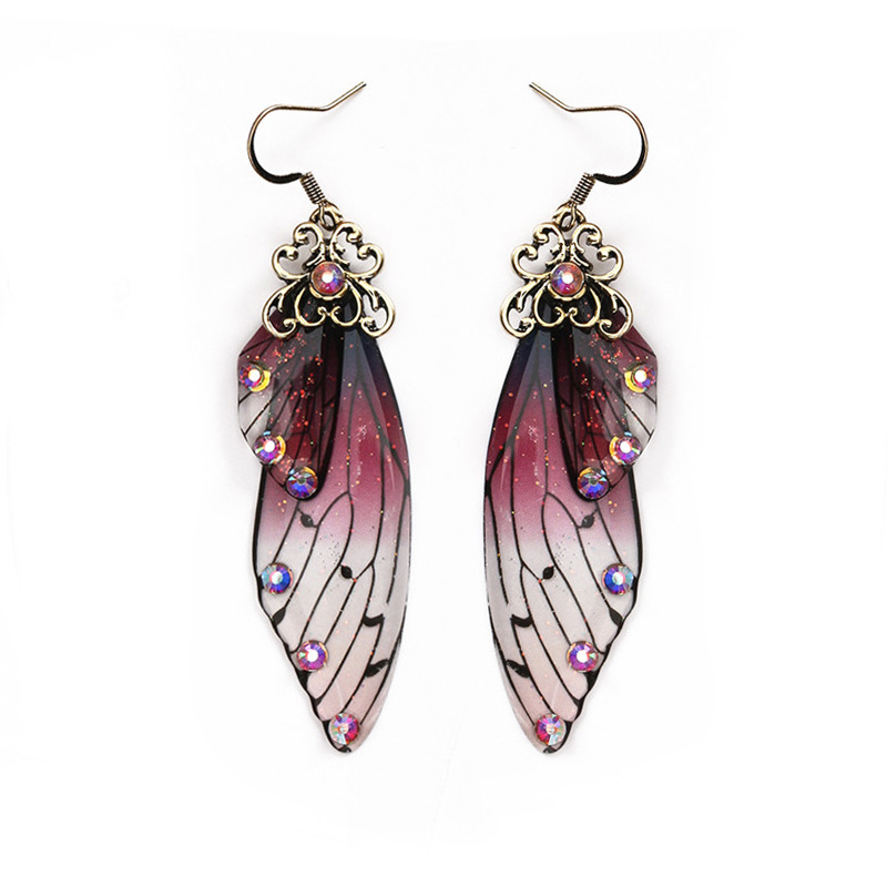 

Earrings femininity long bride personality fashion animal simulation wing earrings wholesale butterfly wing earrings, Golden;silver