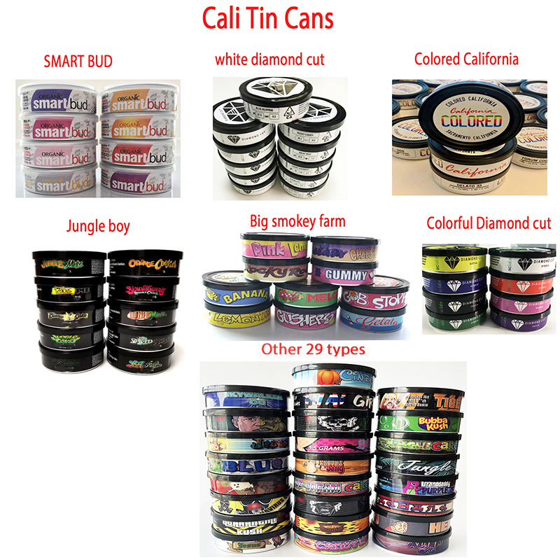 

3.5G 100ML Cali Presstin Cans Empty Tuna Can bottle SMART BUD JUGNLE BOY Dry herb flower Candy Gummi Tubes Container 73*23mm