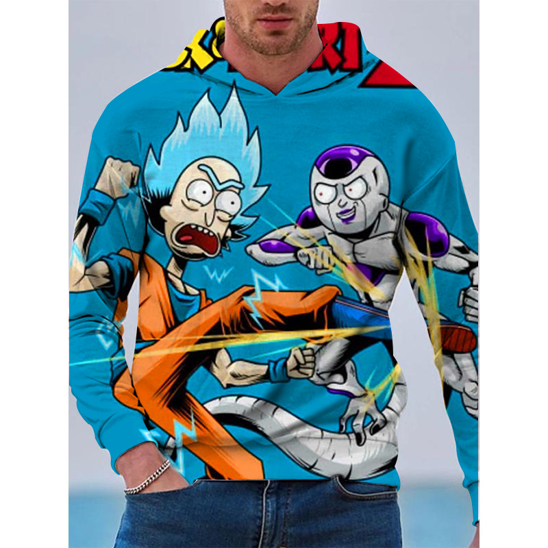 

Super Saiyan Men 3D Printing Hoodie Visual Impact Party Top Punk Gothic Round Neck High Quality American Sweater Hoodie, Black