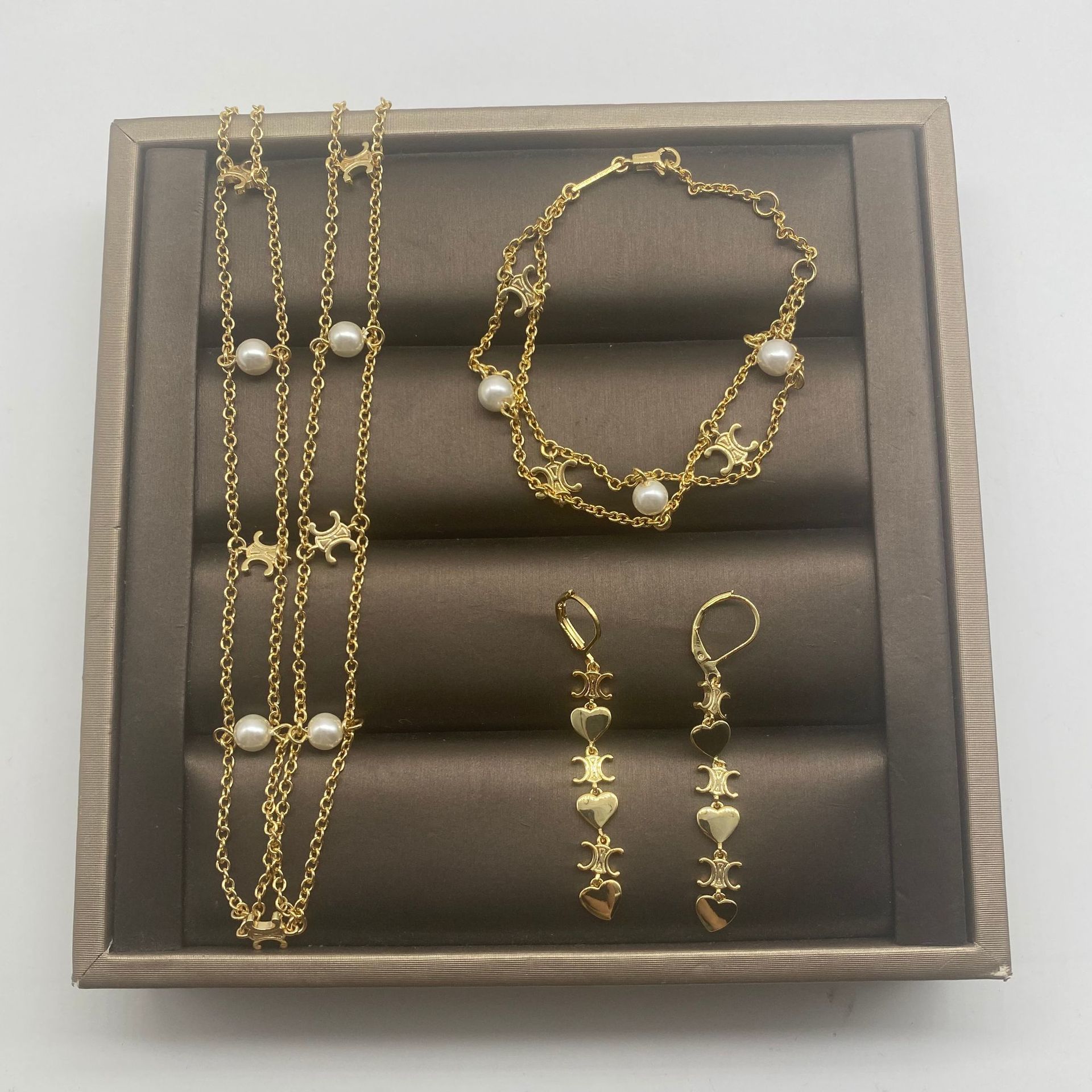 Celi · Double Layer Classic Racer's Arc De Triomphe Hollow Pearl Star Same Ins Necklace Clavicle Chain Female