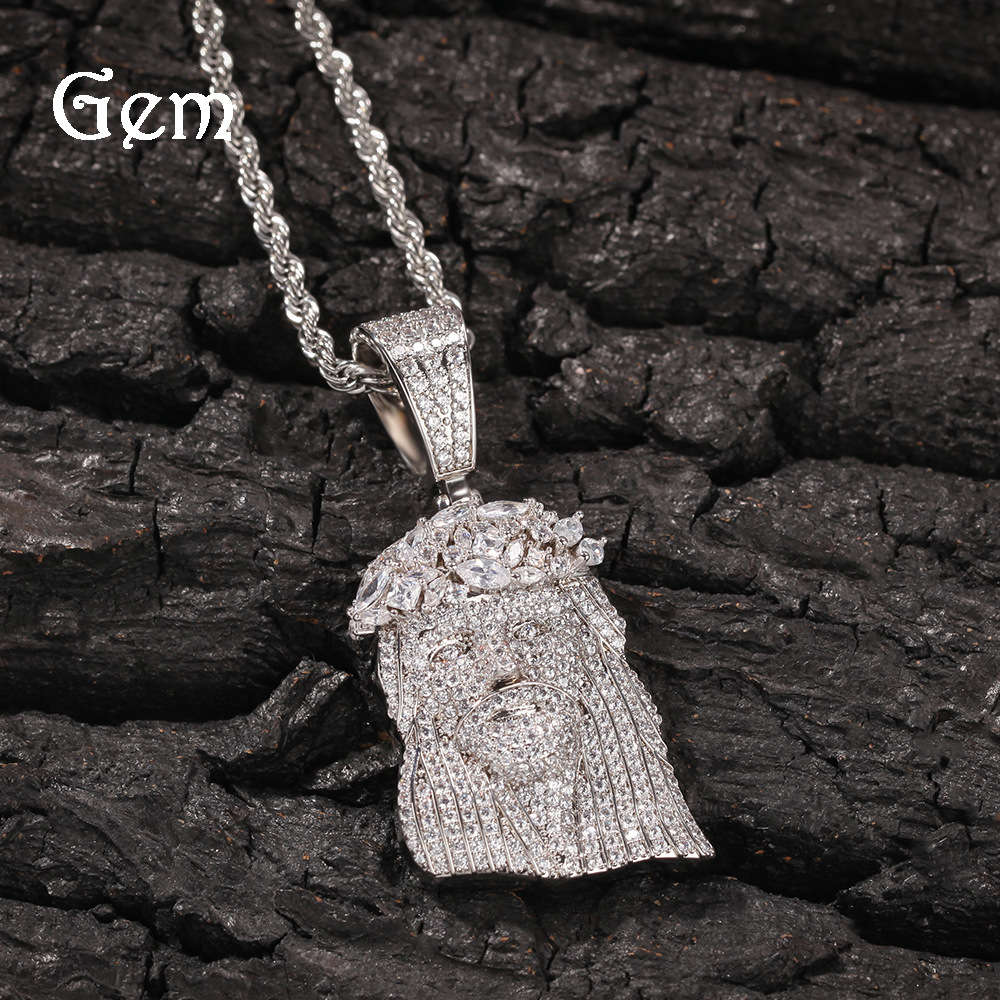 

Hip hop diamond Jesus head pendant Christ Jesus men's Necklace