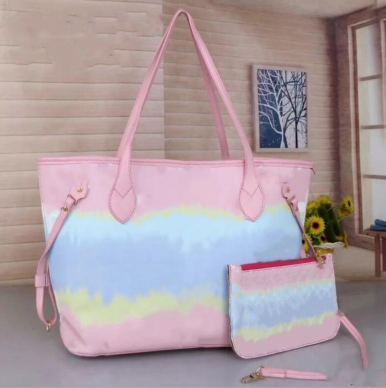 

2021 multicolor two-piece set new fashion luxury casual handbags shoulder bag classic graffiti classic lady bag large capacity, 23