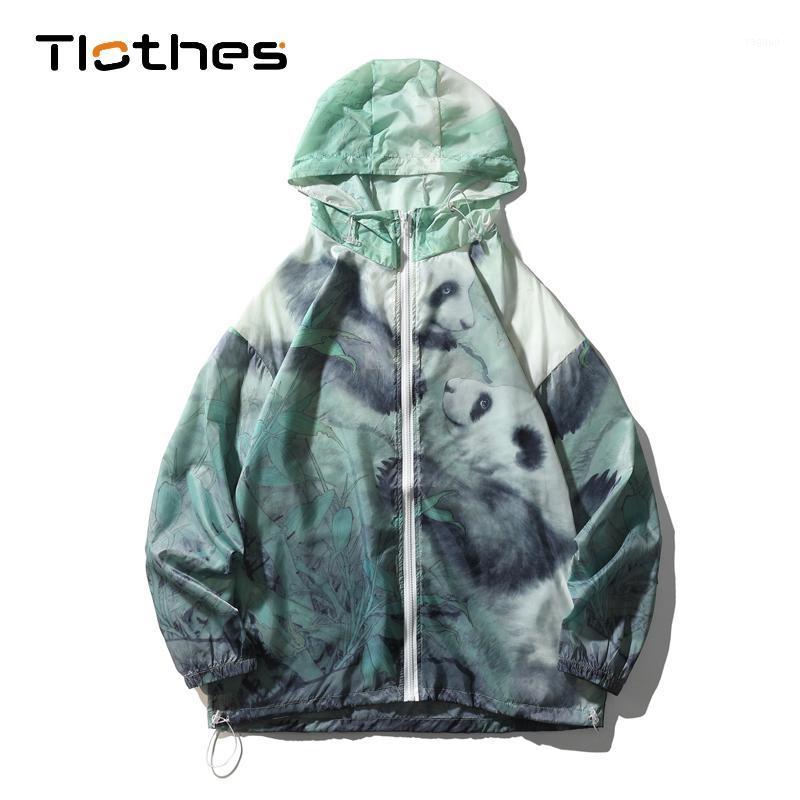

Men's Jackets Summer Panda Print Ultralight Hiking Jacket Men Breathable Camping Mens Windbreaker Hooded Sportswear Sun Protection, 17