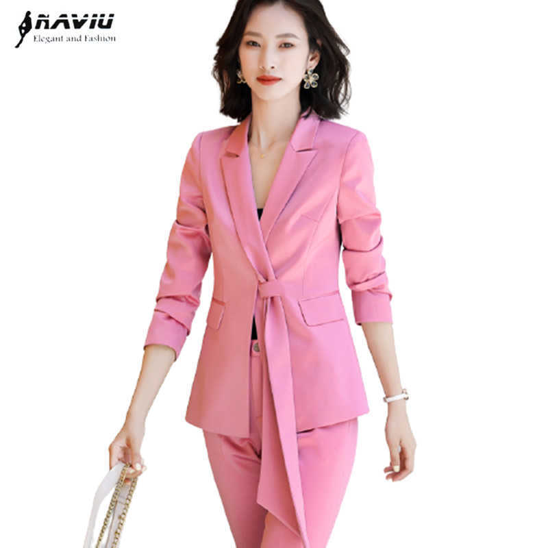 

Temperament Women Suits Spring High End Business Formal Slim Blazer And Pants Office Ladies Fashion Work Wear 210604, Black coat and pants