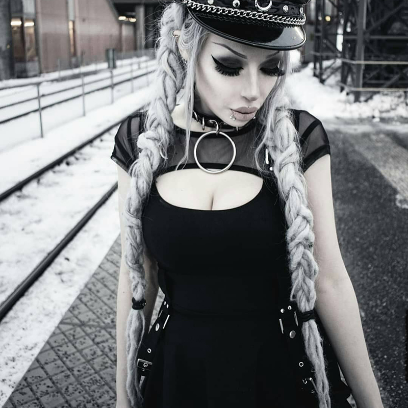 

Gothic Sexy Dress Summer Dress Women Vintage Black Mesh Streetwear Hipster High Waist Solid Dresses Party Nightclub Mini Dress, Black;gray