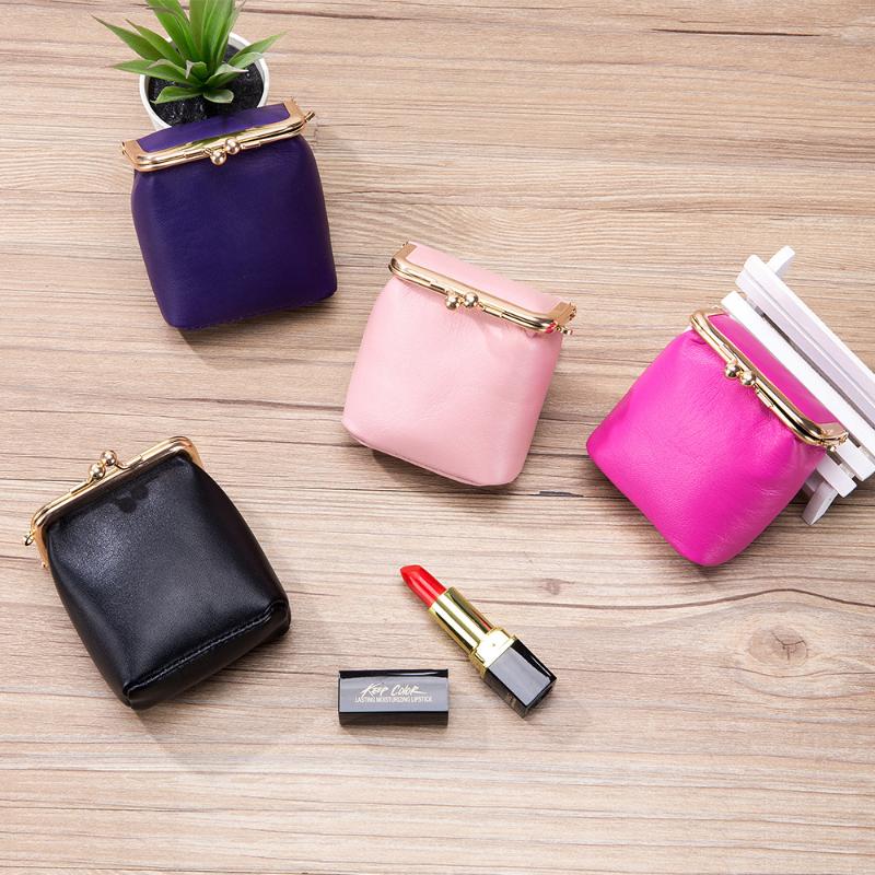 

Portable Lipstick Cosmetic Bag Premium Sheepskin 3D Square Lipstic Case Brand Kiss Button Soft Leather Jewelry Pouch Coin Purse, Black