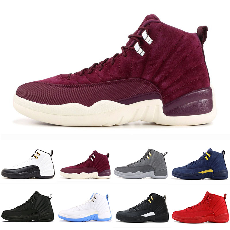 12 12s mens basketball shoes Sunrise Bordeaux Dark Grey Wolf Flu Game The Master Taxi Playoffs French Blue Barons Gym Red Sports sneakers