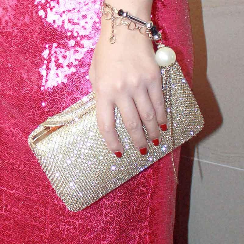 

Women's Rhinestones Clutch Diamond Beaded Metal Evening Bags Chain Shoulder Messenger Purse Evening Bags For Wedding Bag, Gold