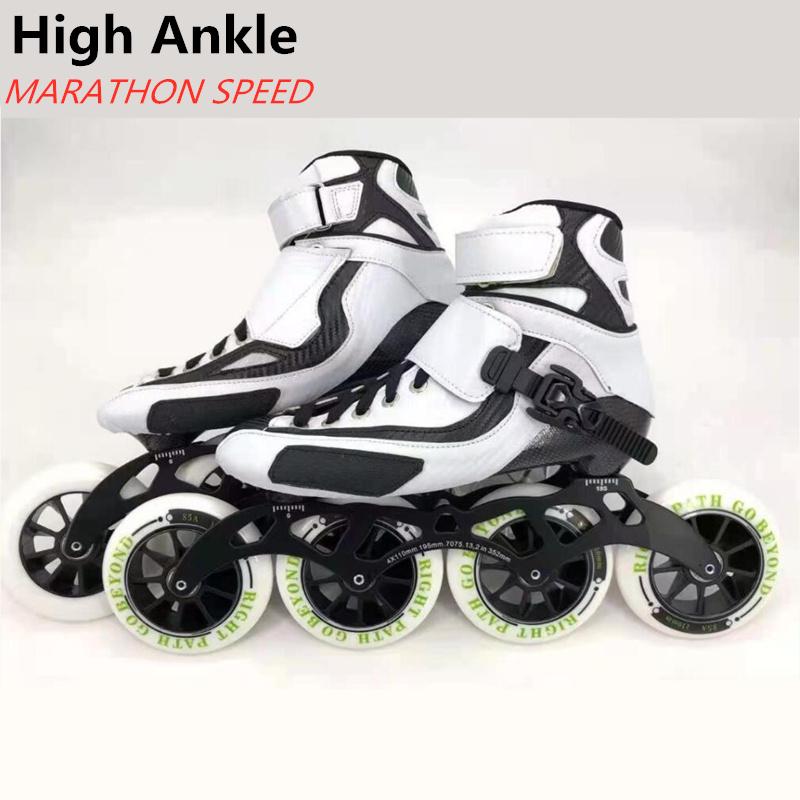 

Inline & Roller Skates High Ankle 4 Wheels Marathon Speed Shoes 90mm 100mm 110mm Street Road Patines Carbon Fiber Boot Kids Adults, 1 pair inline skates