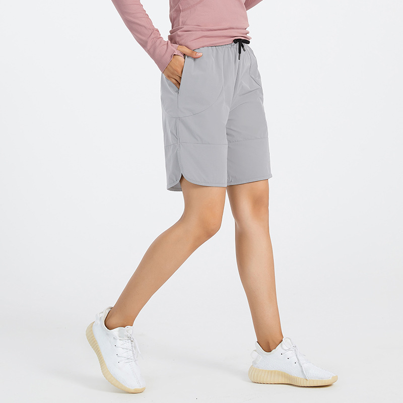 

tracksuits luxury yoga wearlulu sports short's summer casual thin high waist wide leg pants loose 5-point pants, Gray