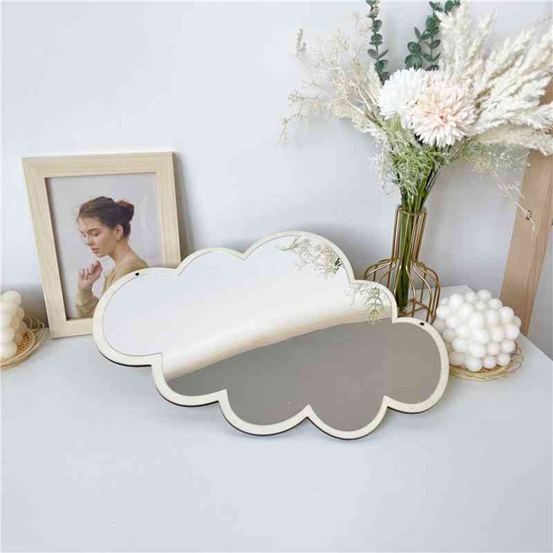 

Nordic INS Cloud-shaped Mirror Wooden Acrylic Wall Hanging Room Desktop Creative Makeup Mirrors Simple Cute Home Decor