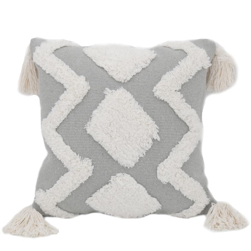 

ins wind tufted embroidered pillow bedside sofa cushion waist pillow ethnic Bohemia Morocco, White