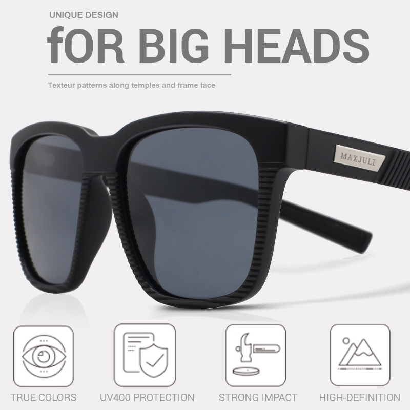 

JULI Square Oversized Polarized Sunglasses for Big Heads Men Retro Vintage Sun Glasses UV Protection Fishing Eyewear MJ8023 X0125, White;black