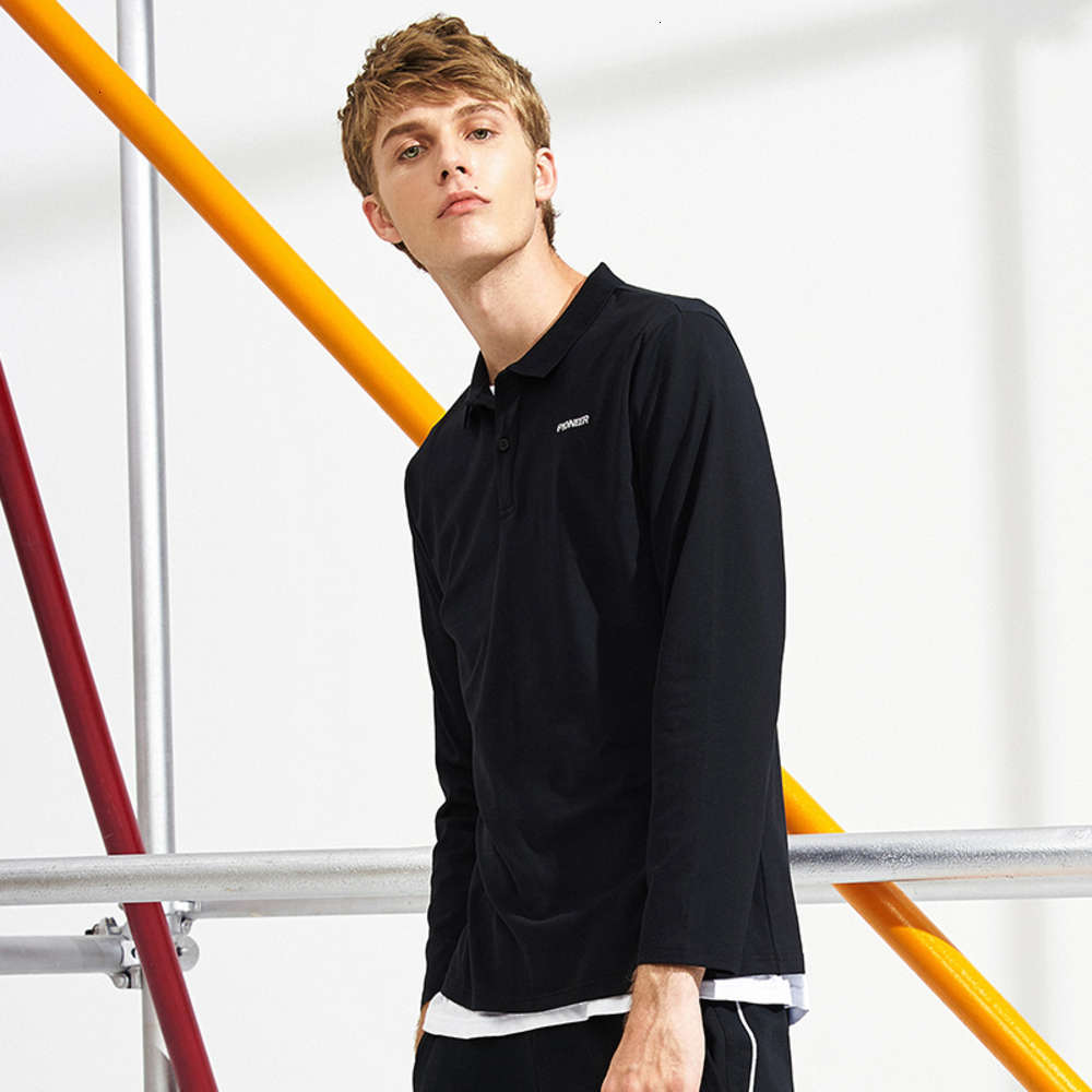 

Mew Male Black Long Sleeve Polo Shirt Men Brand -Clothing Simple Basic Polos Male Quality Stretch Autumn Solid Polo