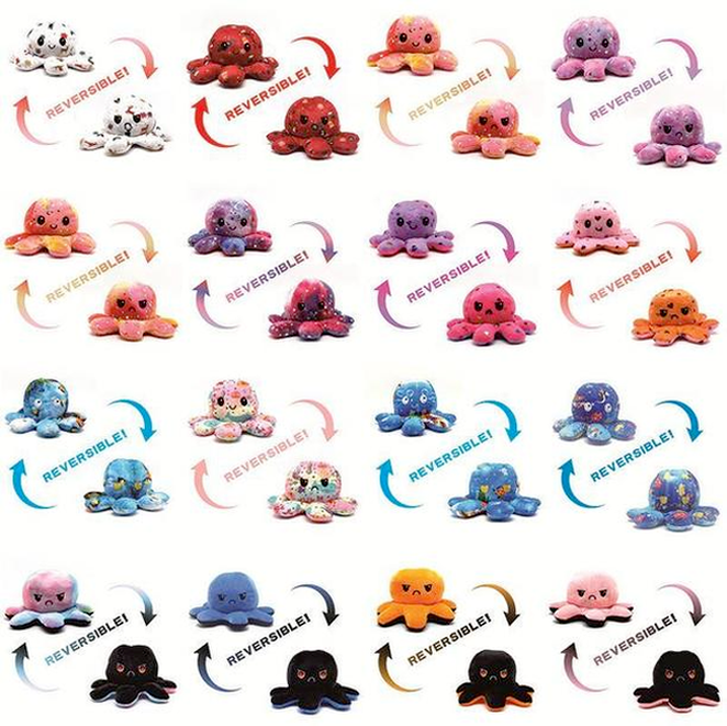 

wholesale price 26 styles Reversible Flip Octopus Stuffed Dolls Soft Double-sided Expression Plush Toys Baby Kids Gift Doll New Year Christm
