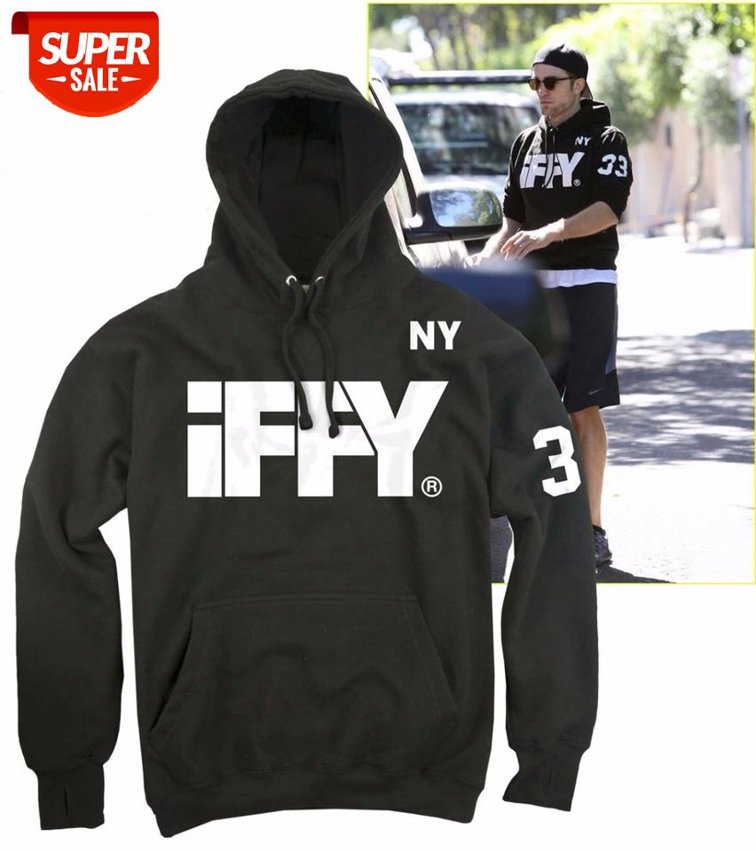 

Winter coat men fashion Sudadera hombre sweatshirts men IFFY NY hoodie worn by Robert Pattinson cotton fleece sweat homme #vr40, Black