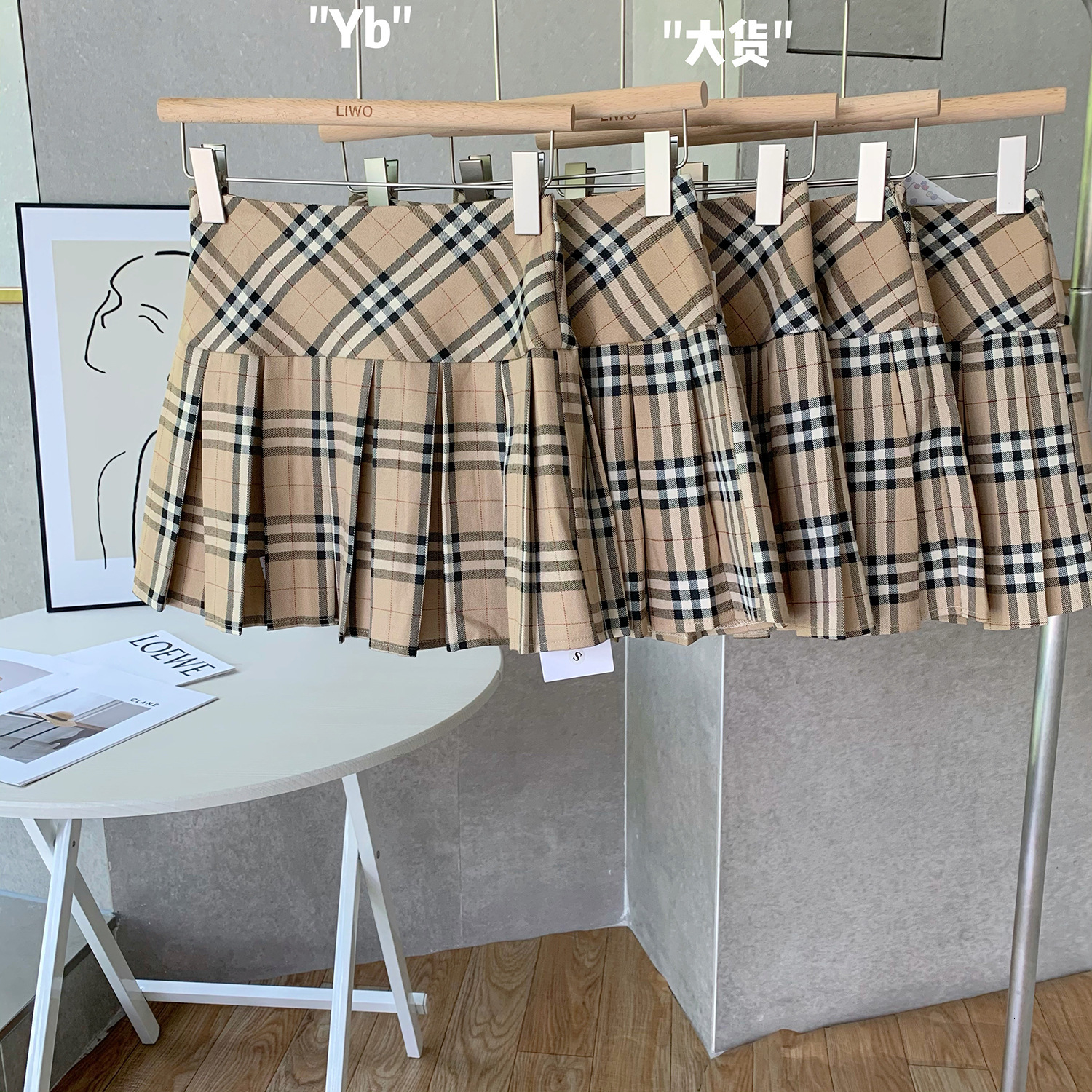 Skirts Summer 2021 Plaid Women's Summer High Waist Dign Sweet A-word Small Spice Girl Short Skirt-image-728387641