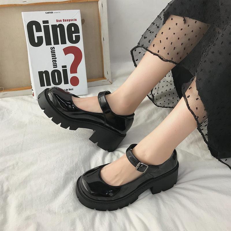 

Dress Shoes Lolita Women Japanese Style Mary Jane Woman Vintage Sister Girls High Heel Cosplay Platform College Student, B- black(matte)