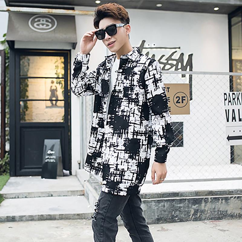 

Men's Trench Coats Casual Long Sleeve Boy Striped Tops Windbreaker Fashion Comfortable Soft Cotton High Quality Coat