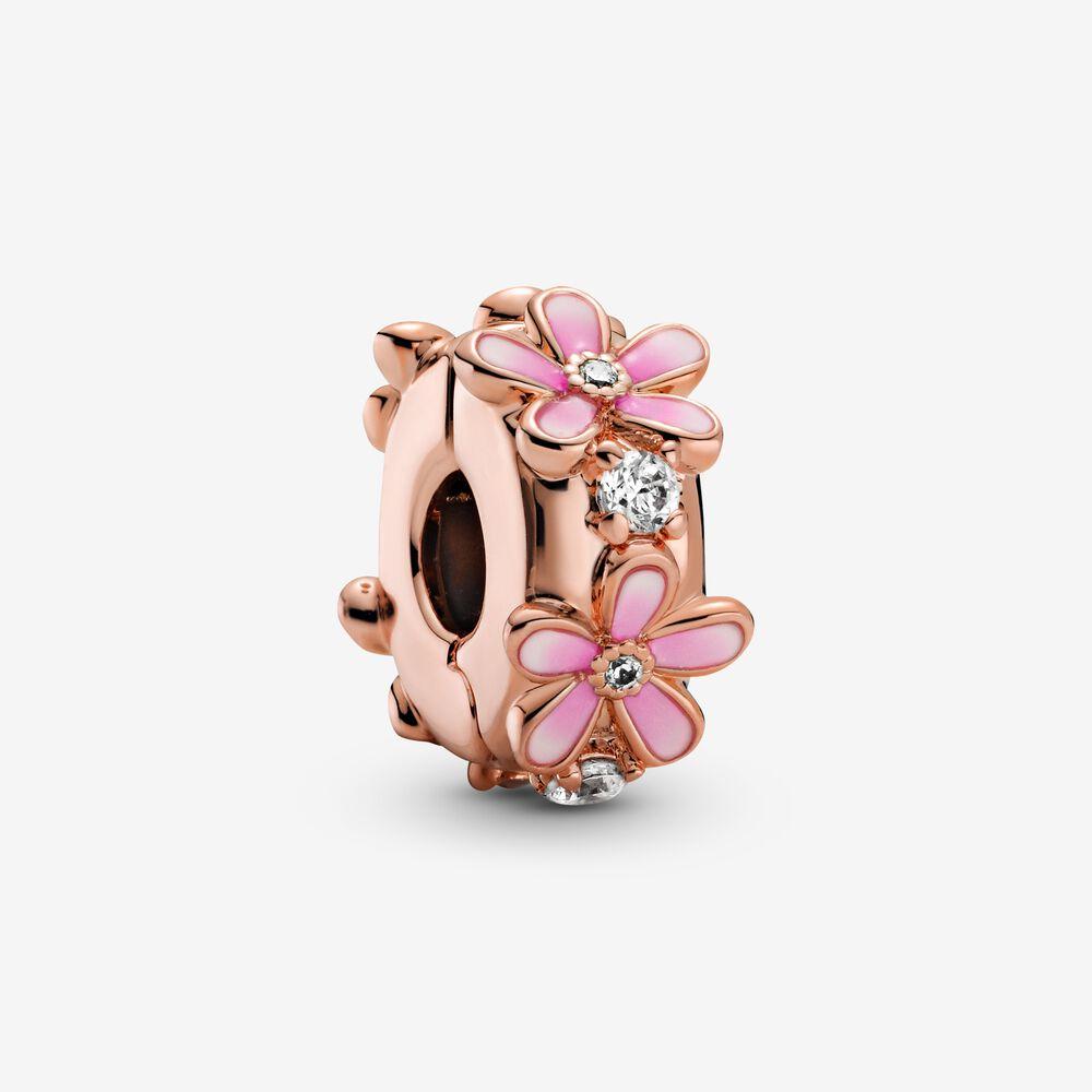 

New Arrival 925 Sterling Silver Pink Daisy Spacer Clip Charm Fit Original European Charm Bracelet Fashion Jewelry Accessories, Bronze;silver