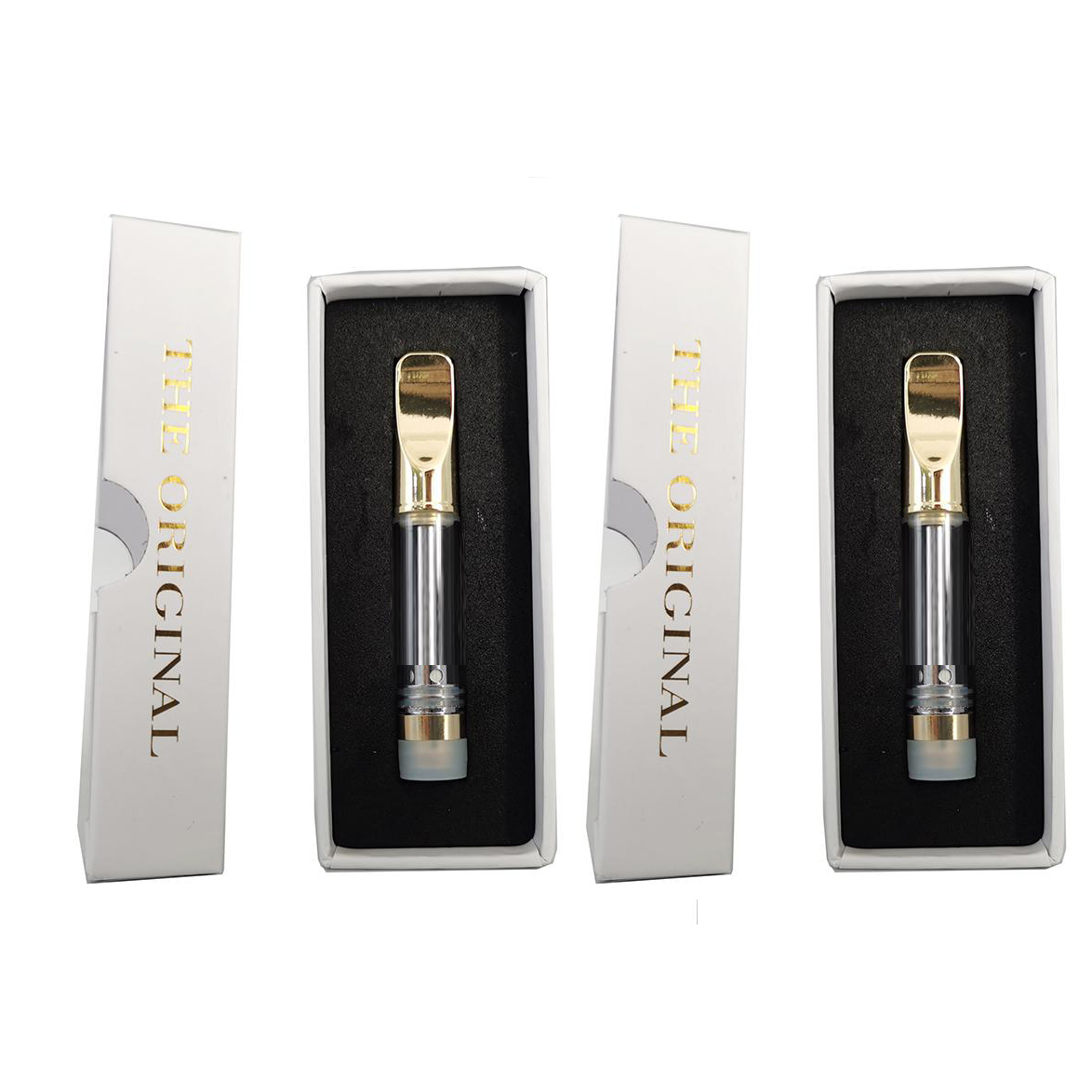 

Copper Vape Cartridges packaging box 0.8ml Carts Metal Tip Gold Empty Vape pen Vaporizer Glass Tanks Ceramic Coil OEM Custom Atomizers