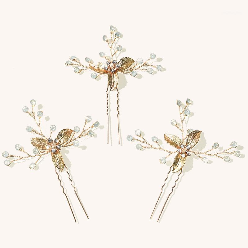 

Hair Clips & Barrettes 3pcs Bride Wedding Rhinestones Pins Flower Bridal Pieces Accessories For Women Handmade JL, Golden;silver