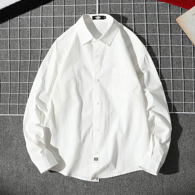 

2021 New Men's Oversized Shirts White Mens Fashion Cotton Blouse 5xl Oversize Long Sleeves Shirt for Men Man Clothing Casual 2i3p