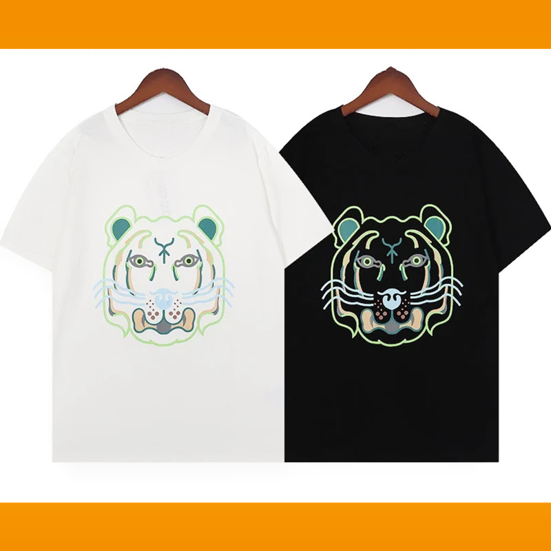 

Men's T-Shirts Women's same designer original tiger head embroidery color letters all cotton loose hip hop Street luxury classic h, White;black