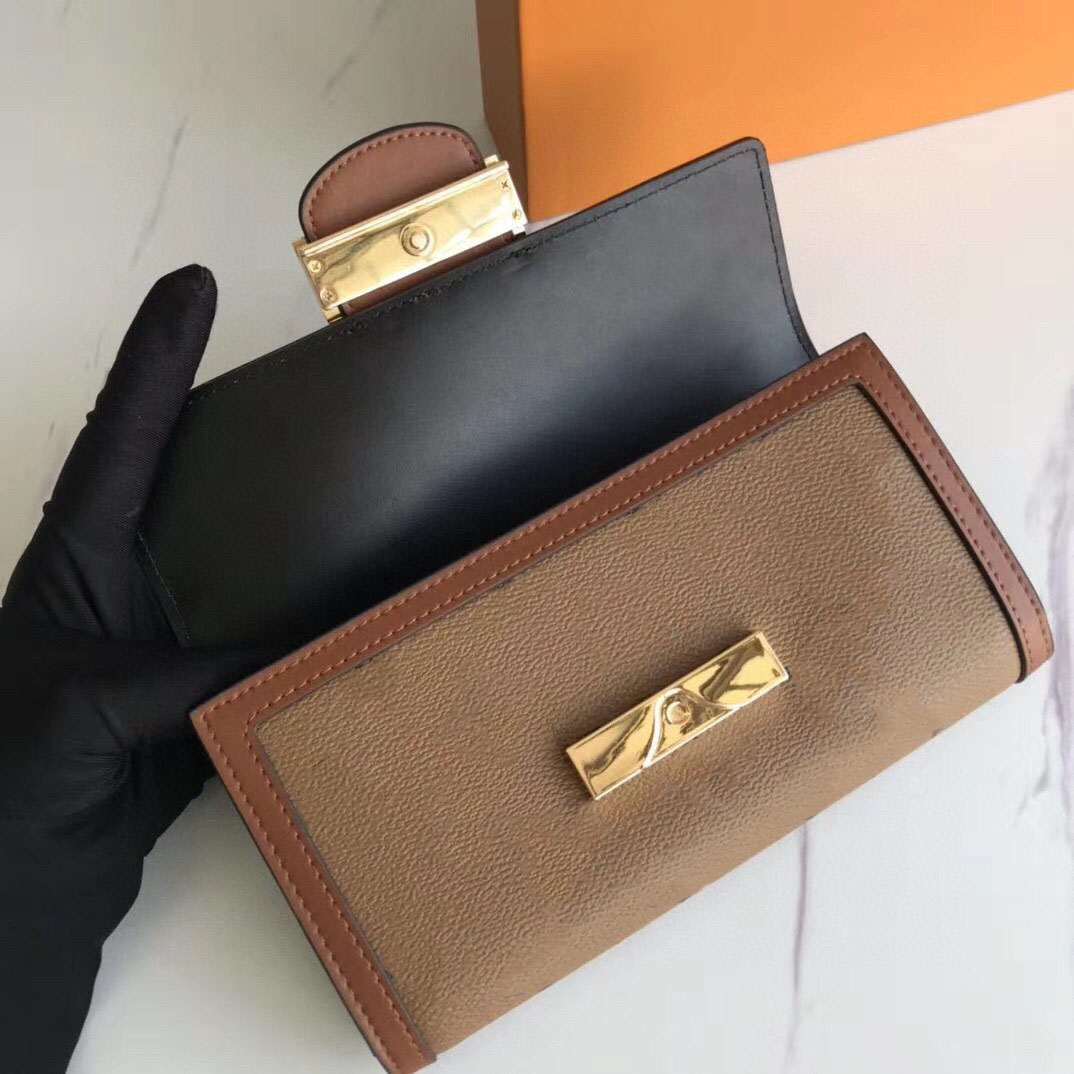 

High Quality Fashion Leather Wallet Luxury Purses Women Wallets Designer Card Holder Famous Wallets, Chocolate2p #m68725