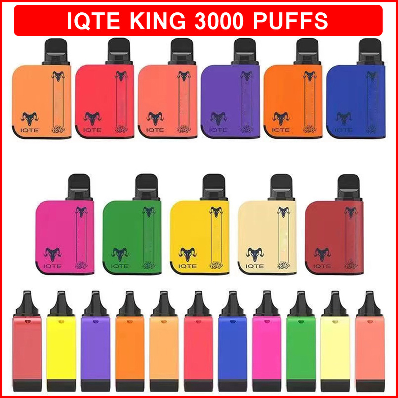 

Disposable Vape IQTE King 3000 Puffs E Cigarette 1100mah battery 9ml pre-filled pods device Mesh coil 100% QST Original VS INFINITY