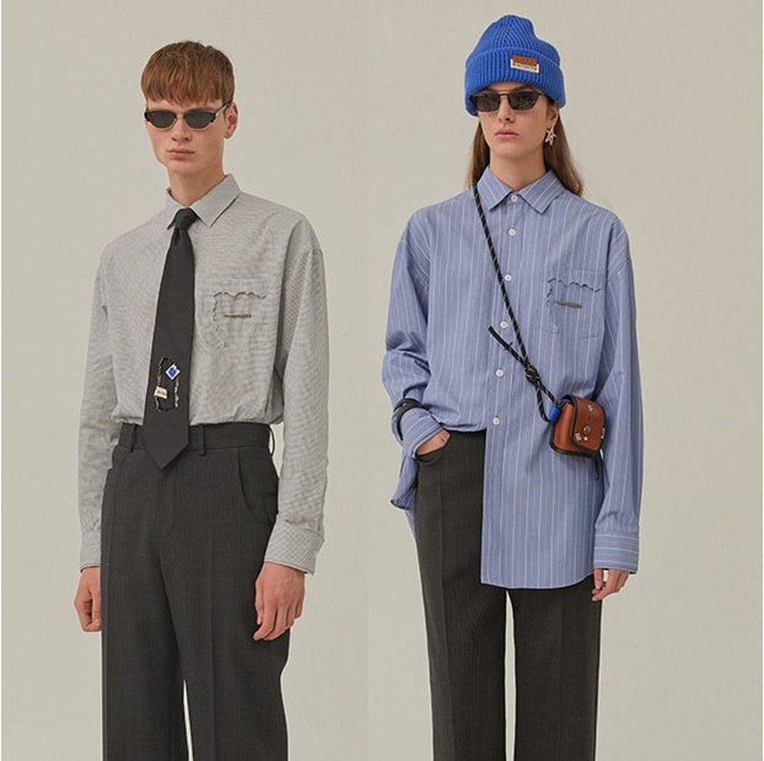 

2021 New Error Cinder Pocket Shirt Men Women Adererror Torn Label Shirts 1:1 High-quality Long Sleeve Ader Blouse Plaid 657i